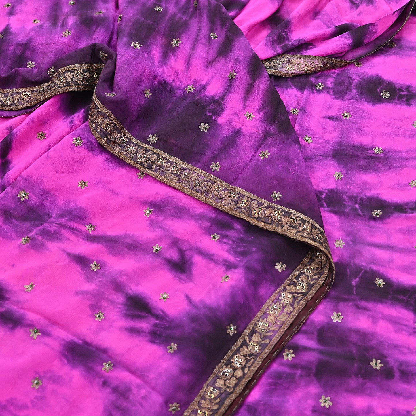 Indian Vintage Sari Pure Crepe Silk Hand Embroidered Sarees 5yd Sewing Craft Fabric Ethnic Wrap Upcycle Quilting Crafting Dress Making