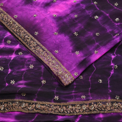 Indian Vintage Sari Pure Crepe Silk Hand Embroidered Sarees 5yd Sewing Craft Fabric Ethnic Wrap Upcycle Quilting Crafting Dress Making