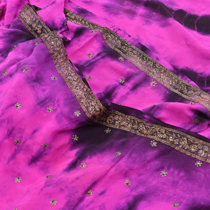 Indian Vintage Sari Pure Crepe Silk Hand Embroidered Sarees 5yd Sewing Craft Fabric Ethnic Wrap Upcycle Quilting Crafting Dress Making