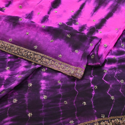 Indian Vintage Sari Pure Crepe Silk Hand Embroidered Sarees 5yd Sewing Craft Fabric Ethnic Wrap Upcycle Quilting Crafting Dress Making
