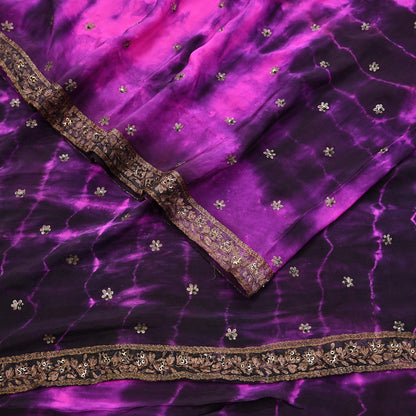 Indian Vintage Sari Pure Crepe Silk Hand Embroidered Sarees 5yd Sewing Craft Fabric Ethnic Wrap Upcycle Quilting Crafting Dress Making