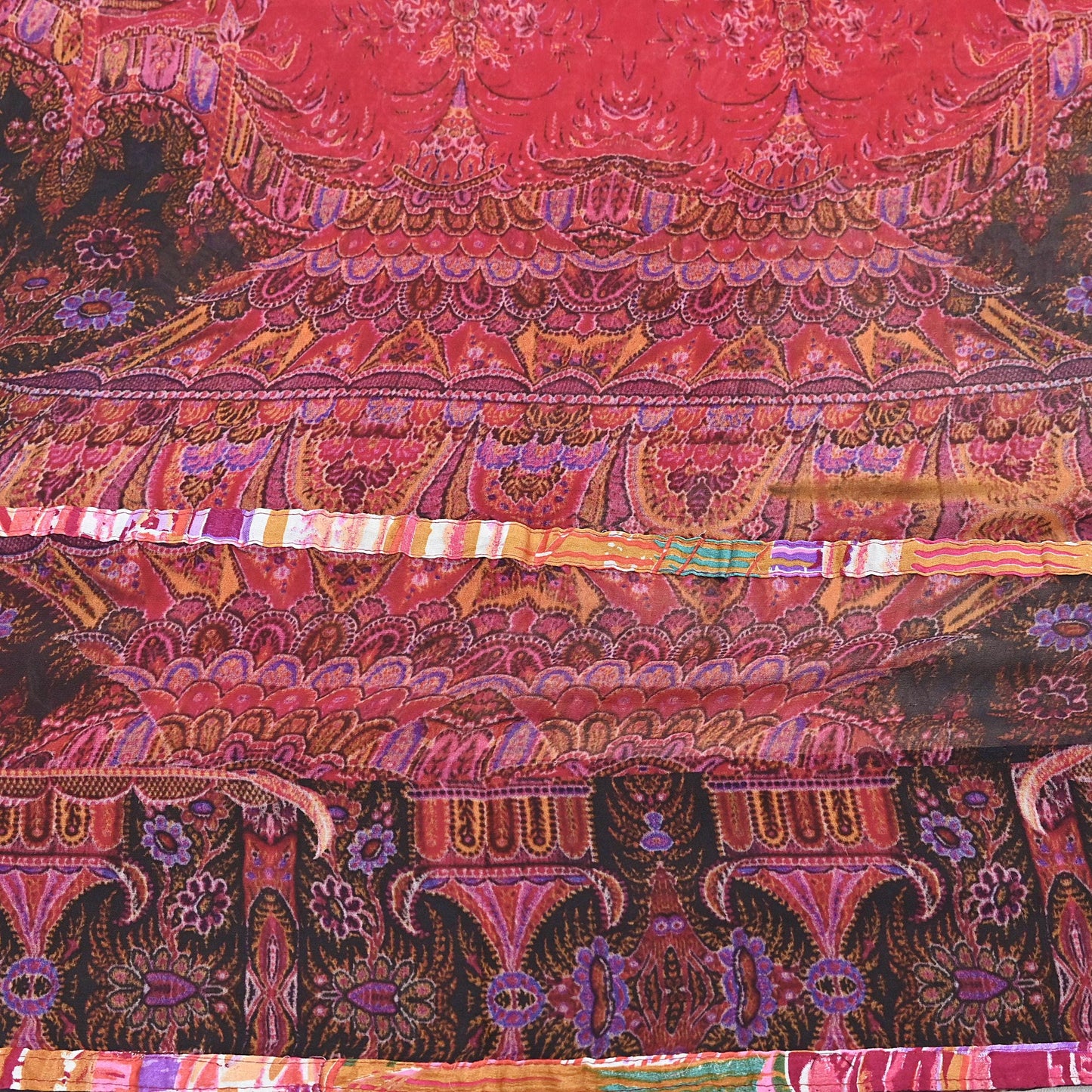 Women Vintage Sari Red Pure Georgette Silk Digital Printed Saree Craft Fabric Sewing 5Yd Dress Making Floral Crafting Quilting