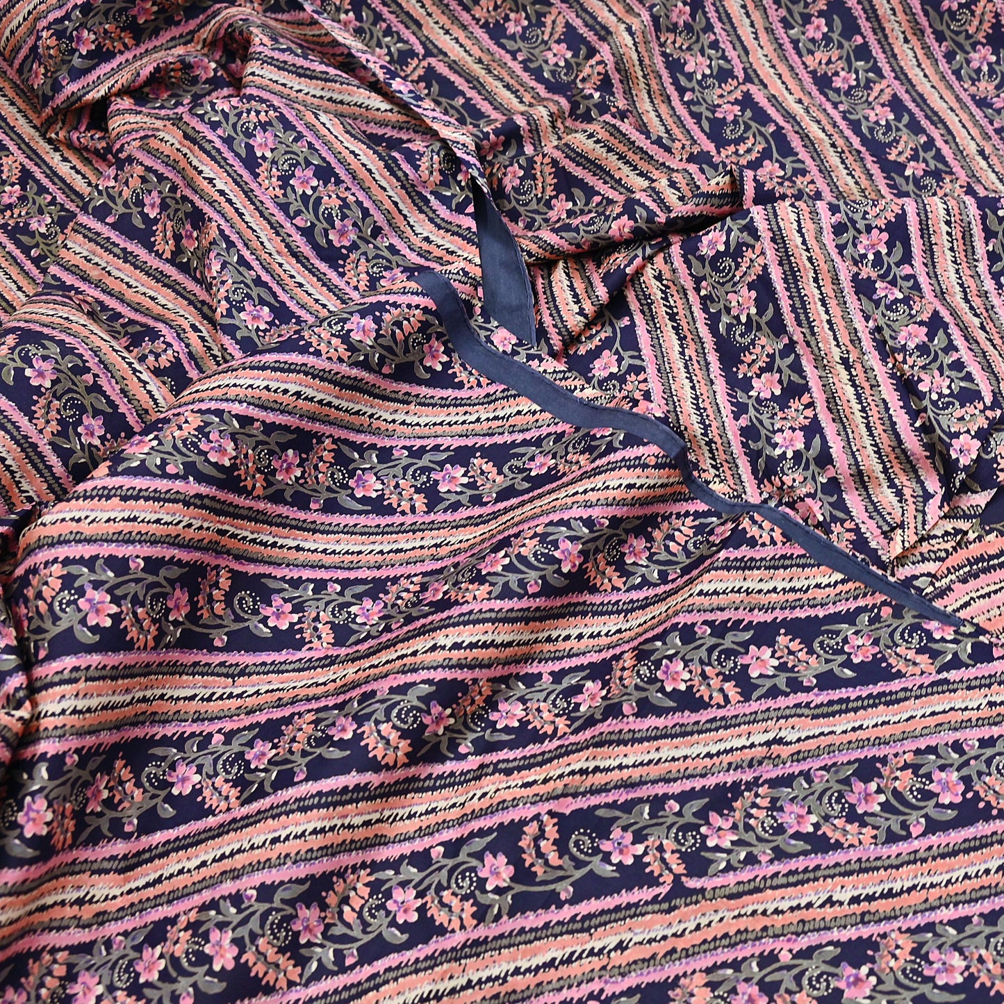 Indian Vintage Sari Blue 100% Pure Silk Printed Saree Craft Fabric 6yd Sewing Dress Making Soft Wrap Quilting Crafting Upcycle