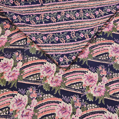 Indian Vintage Sari Blue 100% Pure Silk Printed Saree Craft Fabric 6yd Sewing Dress Making Soft Wrap Quilting Crafting Upcycle