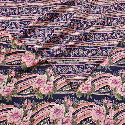 Indian Vintage Sari Blue 100% Pure Silk Printed Saree Craft Fabric 6yd Sewing Dress Making Soft Wrap Quilting Crafting Upcycle