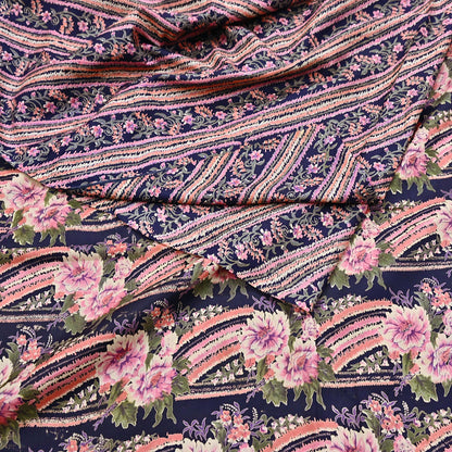 Indian Vintage Sari Blue 100% Pure Silk Printed Saree Craft Fabric 6yd Sewing Dress Making Soft Wrap Quilting Crafting Upcycle