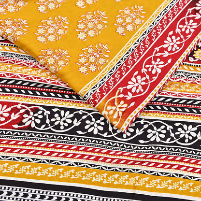 Indian Vintage Sari Yellow 100% Pure Silk Printed Sarees 5yd Sewing Craft Fabric Dress Making Soft Woven Border Upcycle Quilting