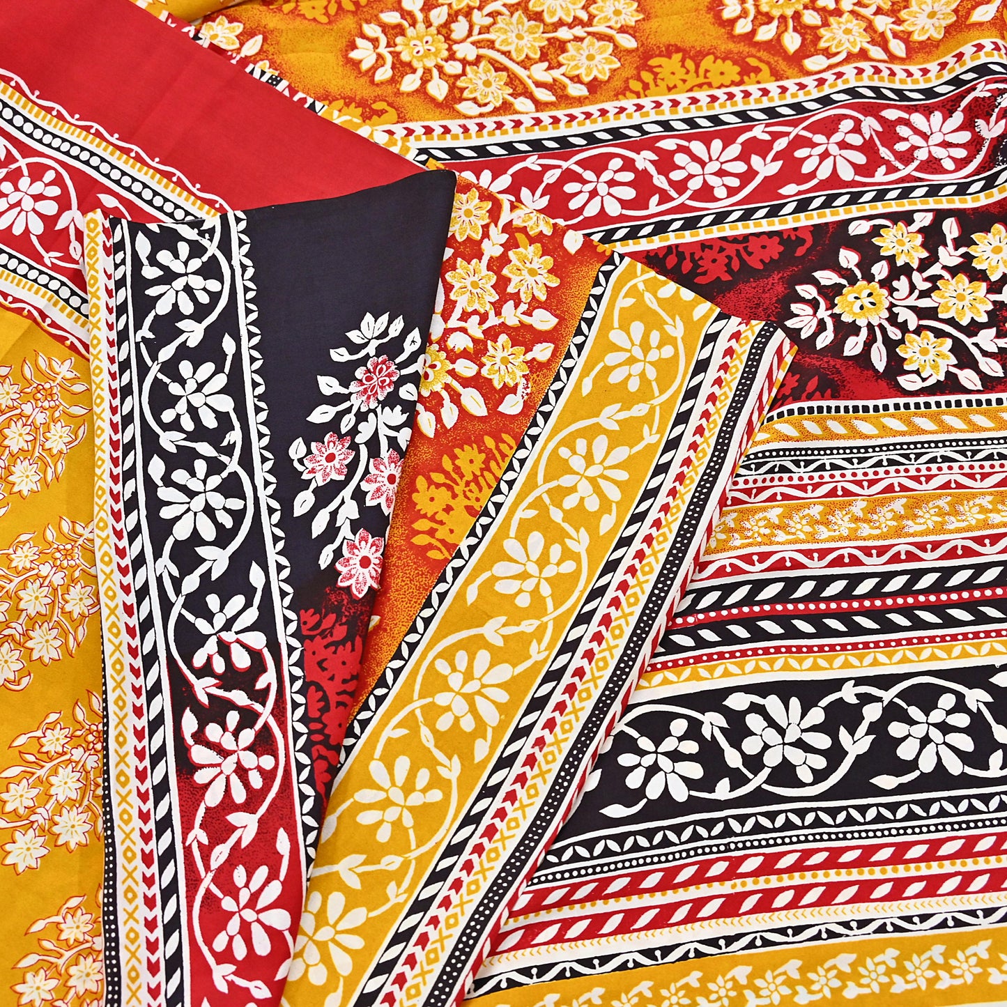 Indian Vintage Sari Yellow 100% Pure Silk Printed Sarees 5yd Sewing Craft Fabric Dress Making Soft Woven Border Upcycle Quilting