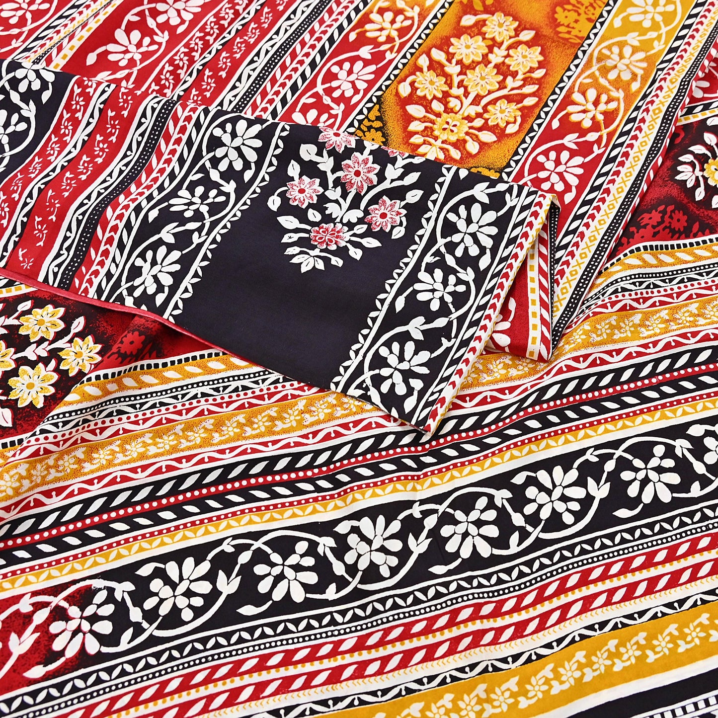 Indian Vintage Sari Yellow 100% Pure Silk Printed Sarees 5yd Sewing Craft Fabric Dress Making Soft Woven Border Upcycle Quilting