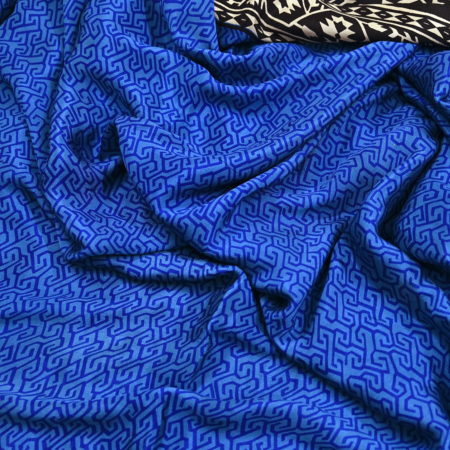 Indian Vintage Black & Blue Sarees Pure Silk Printed Sari 6yd Sewing Craft Fabric DressMaking Floral Soft Crafting Quilting