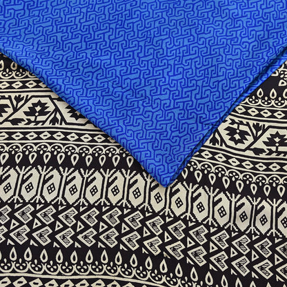 Indian Vintage Black & Blue Sarees Pure Silk Printed Sari 6yd Sewing Craft Fabric DressMaking Floral Soft Crafting Quilting