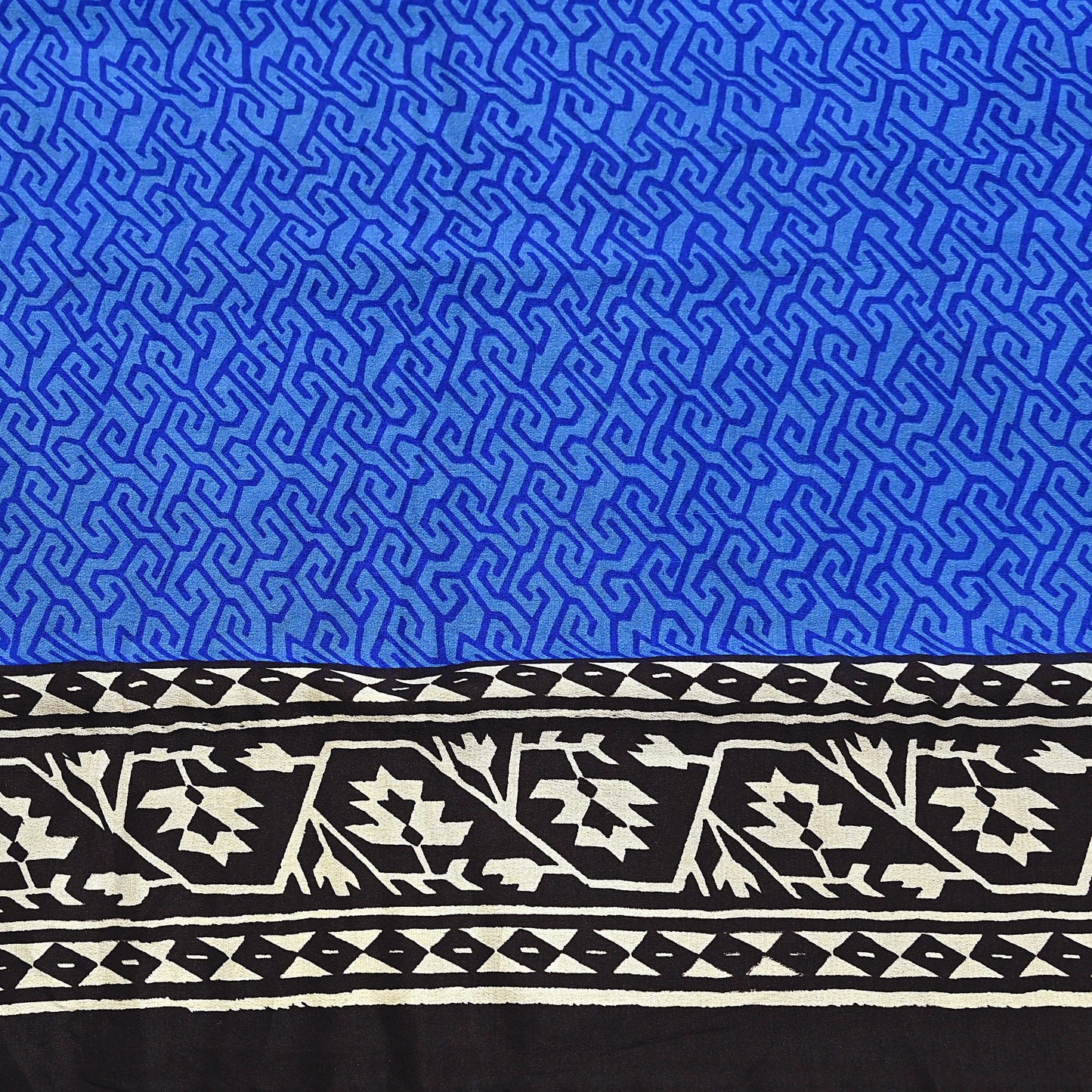Indian Vintage Black & Blue Sarees Pure Silk Printed Sari 6yd Sewing Craft Fabric DressMaking Floral Soft Crafting Quilting