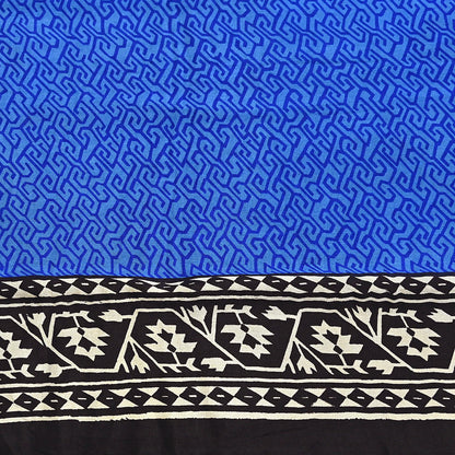 Indian Vintage Black & Blue Sarees Pure Silk Printed Sari 6yd Sewing Craft Fabric DressMaking Floral Soft Crafting Quilting