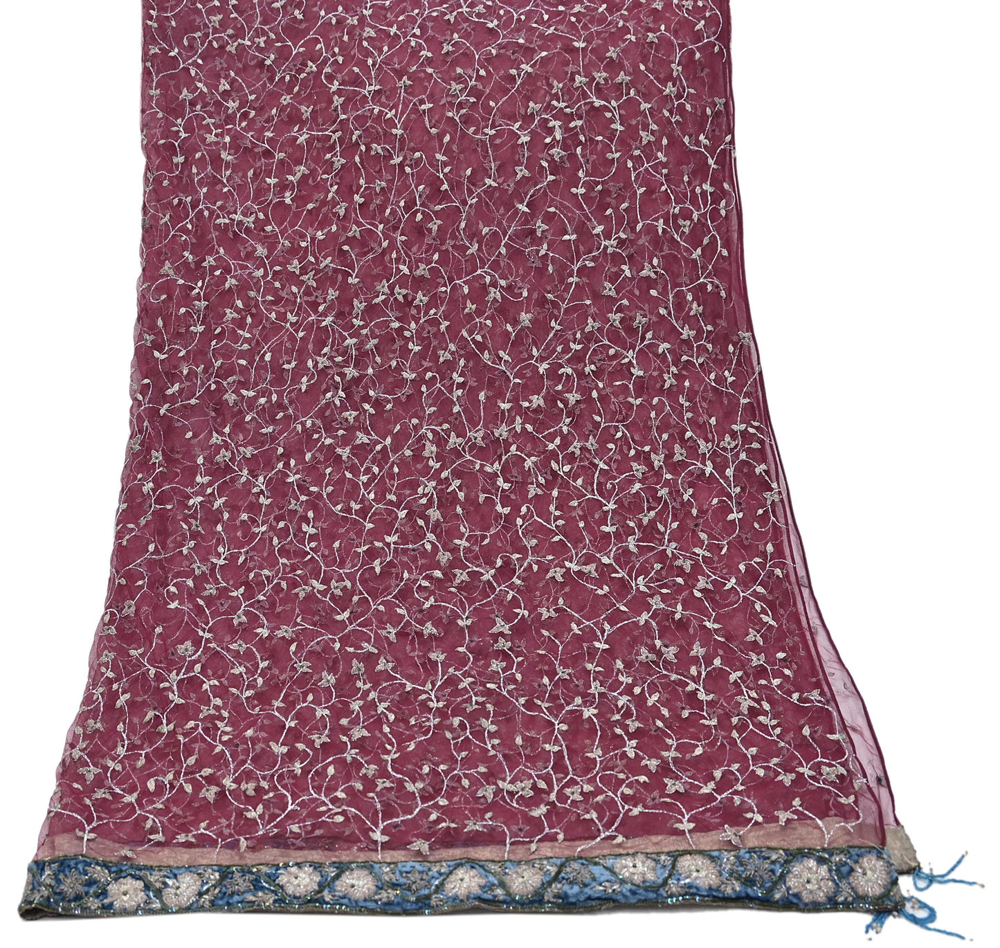 Indian Vintage Heavy Bridal Dupatta maroon Net Mesh Long Stole Hand Embroidered Scarves Golden Zari Wedding/Party Wear