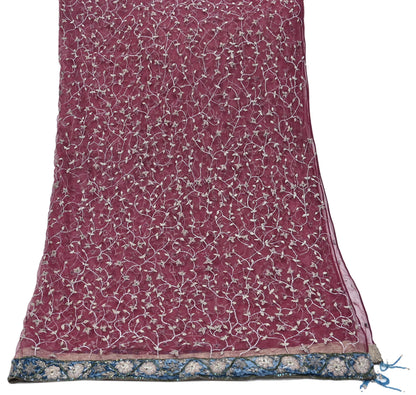 Indian Vintage Heavy Bridal Dupatta maroon Net Mesh Long Stole Hand Embroidered Scarves Golden Zari Wedding/Party Wear