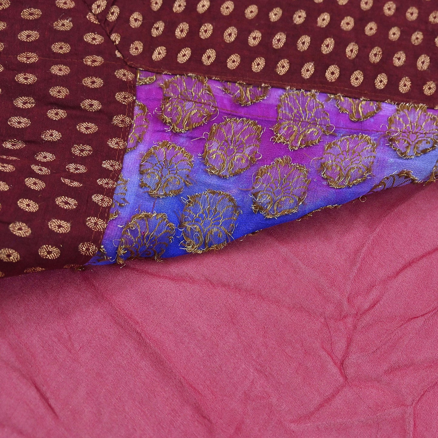 Indian Vintage Heavy Sari Red Pure Georgette Silk Hand woven Sarees Craft Fabric 5Yd Sewing Soft Ethnic Wedding Dress making