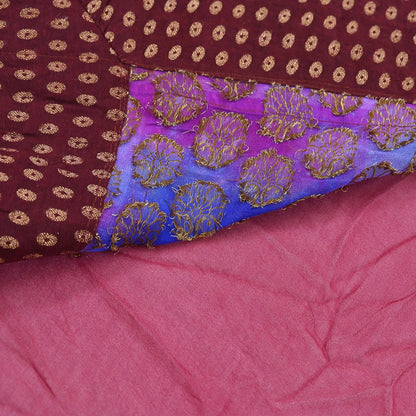 Indian Vintage Heavy Sari Red Pure Georgette Silk Hand woven Sarees Craft Fabric 5Yd Sewing Soft Ethnic Wedding Dress making
