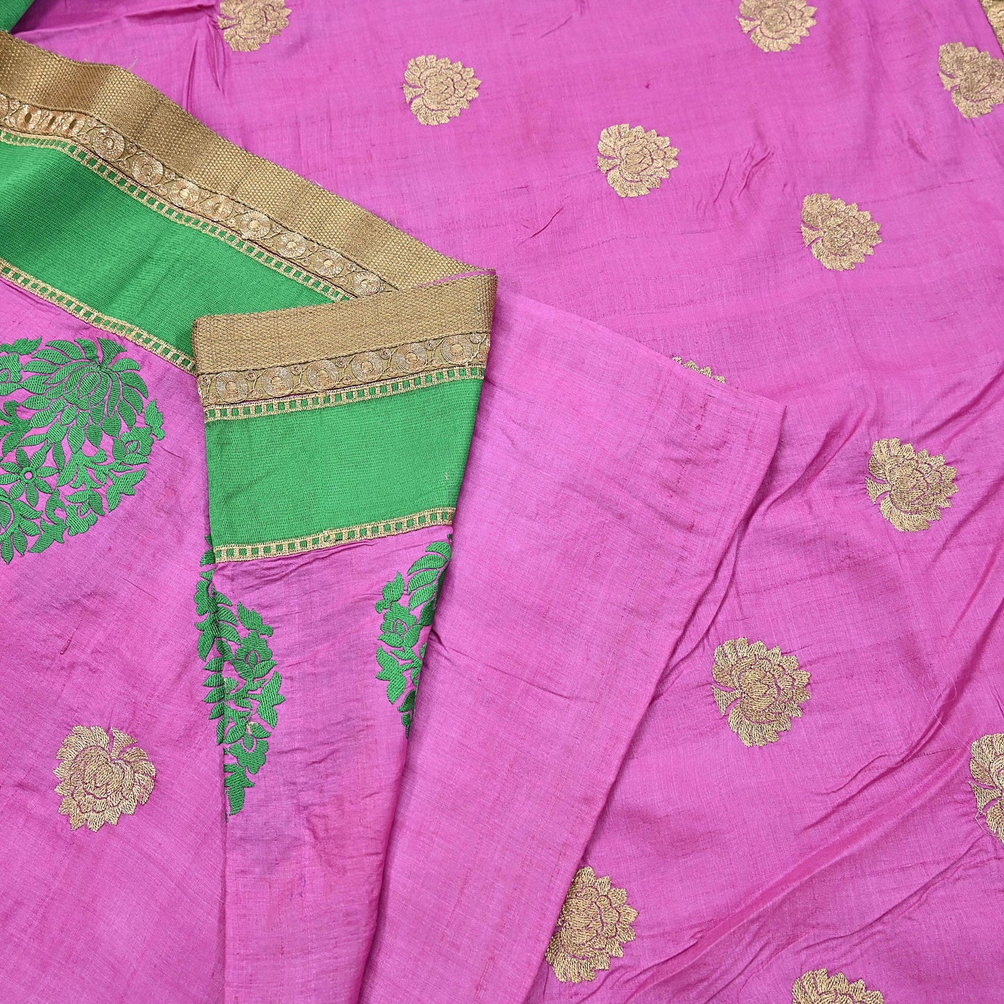 Indian Vintage Saree Pink Pure Khadi Silk Handloom Hand Beaded Sari Fabric 6yard Ethnic Zari Dressmaking Crafting Upcycle Quilting
