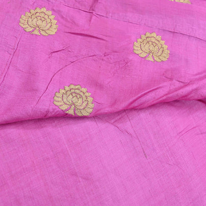 Indian Vintage Saree Pink Pure Khadi Silk Handloom Hand Beaded Sari Fabric 6yard Ethnic Zari Dressmaking Crafting Upcycle Quilting