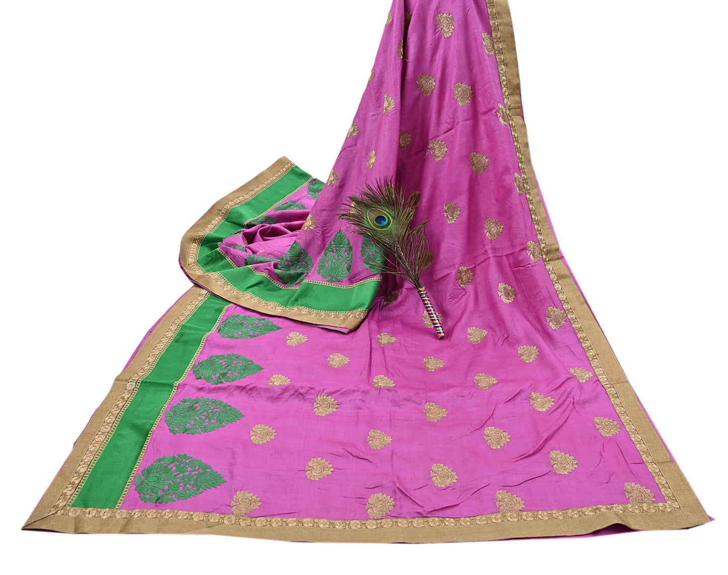 Indian Vintage Saree Pink Pure Khadi Silk Handloom Hand Beaded Sari Fabric 6yard Ethnic Zari Dressmaking Crafting Upcycle Quilting