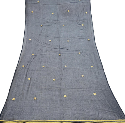 Indian Vintage Black Dupatta Long Stole Embroidered stole Pure Cotton Scarves Veil Wrap Soft Floral golden border