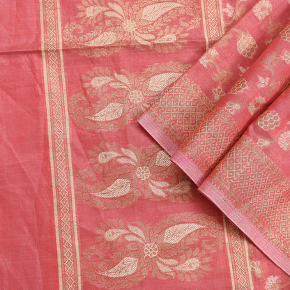 Indian Vintage Peach Dupatta Long Stole Artificial Silk Woven Brocade Scarves Veil Scarf Wrap Hippie Boho Soft Floral Fringes