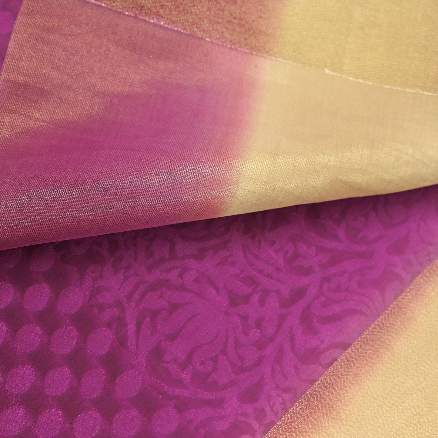 Indian Vintage Sari Purple & Beige Hand Woven Printed Sari 100% Pure Crepe Silk Sarees Craft Fabric 5yd Soft Zari Dress making Quilting Used