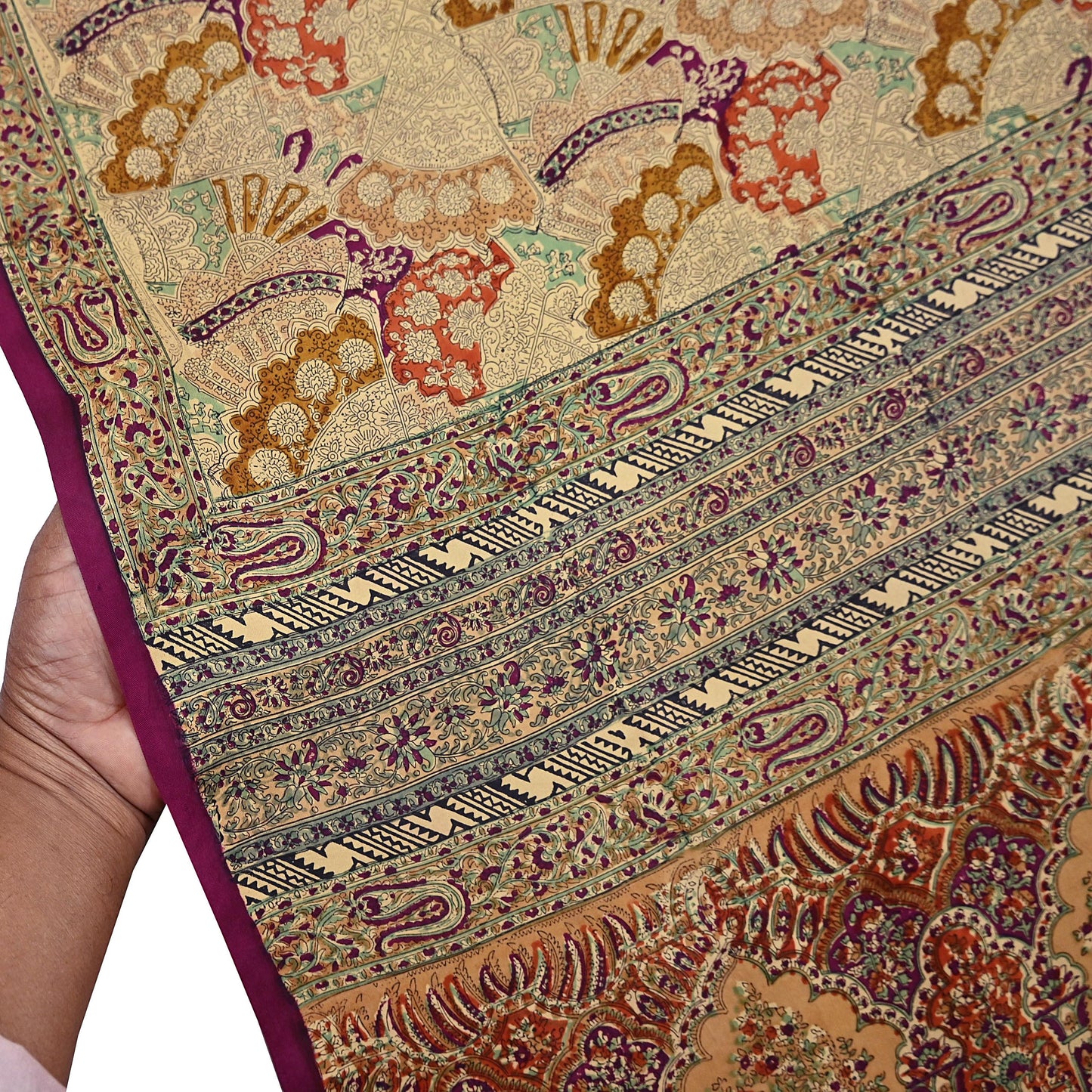 Indian Vintage Sari Beige & Maroon Pure Silk Printed Saree Fabric 6yard Sewing Craft Fabric DressMaking Wrap Floral