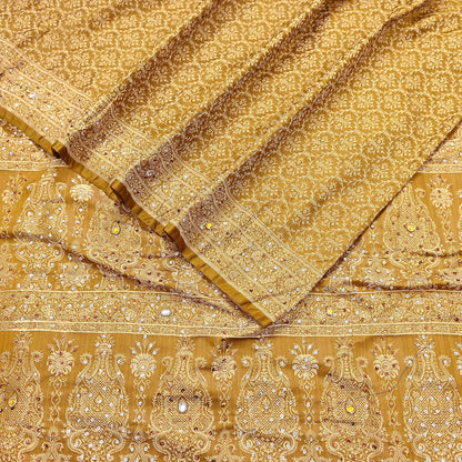 Vintage Green Banarasi Silk Saree Pure Satin Silk Handwoven Tanchoi Fabric with Floral Weave 5 Yard Dressmaking Craft Material