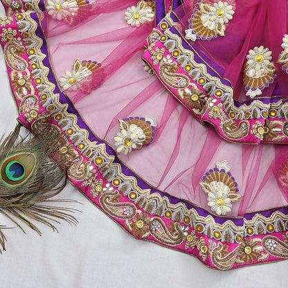 Indian Vintage Heavy Wedding pink Net/Mesh/ Velvet Hand Embroidered Dupatta Designer By Manish Malhotra Bridal Wear Zardozi Veil Hijab