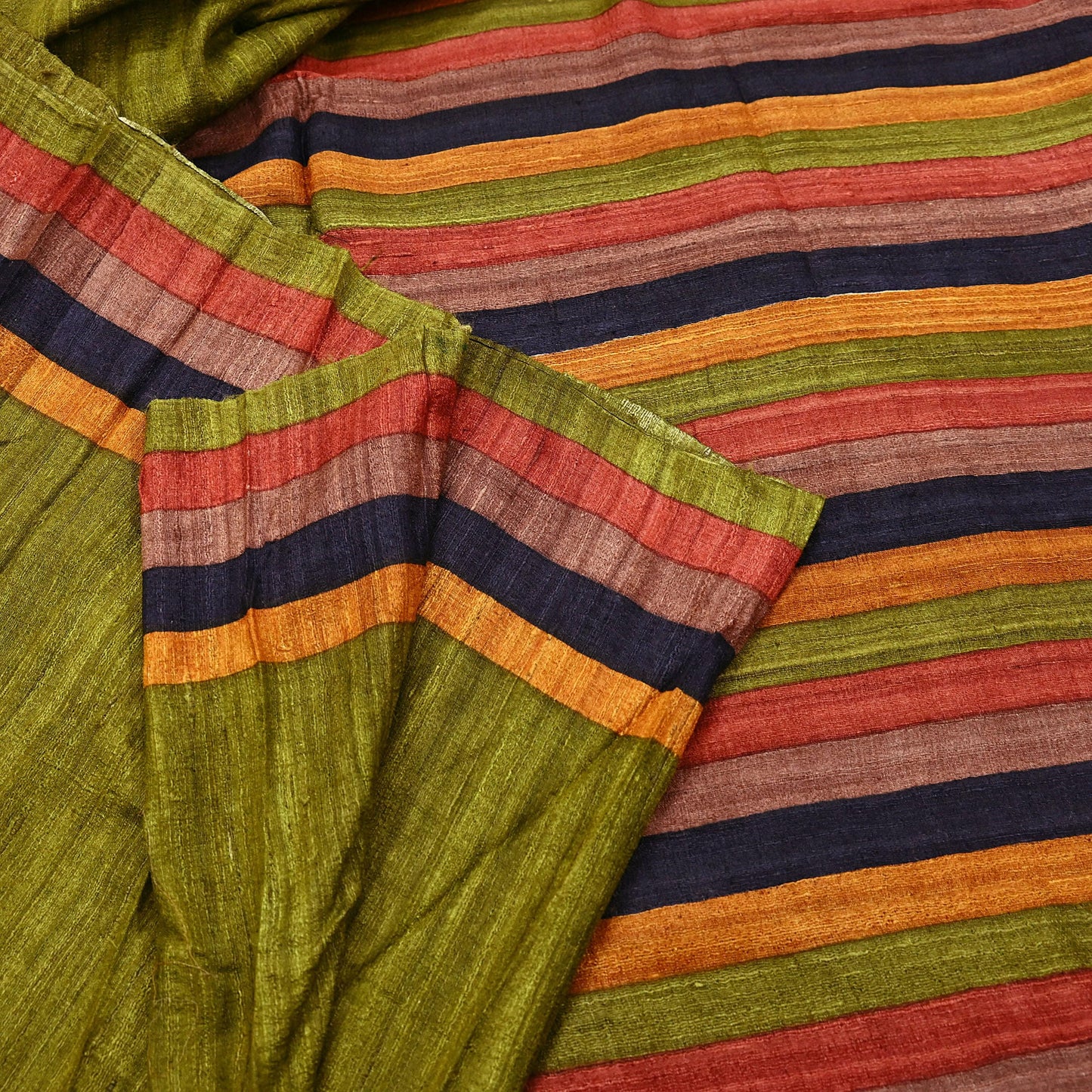 Indian Vintage Green Saree Pure Khadi Silk Handloom Printed Sari Fabric 5yd Ethnic Wear Sari Floral Designs Dress making Crafting