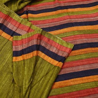 Indian Vintage Green Saree Pure Khadi Silk Handloom Printed Sari Fabric 5yd Ethnic Wear Sari Floral Designs Dress making Crafting