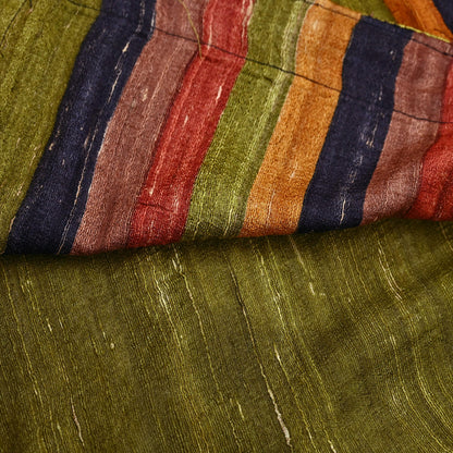 Indian Vintage Green Saree Pure Khadi Silk Handloom Printed Sari Fabric 5yd Ethnic Wear Sari Floral Designs Dress making Crafting