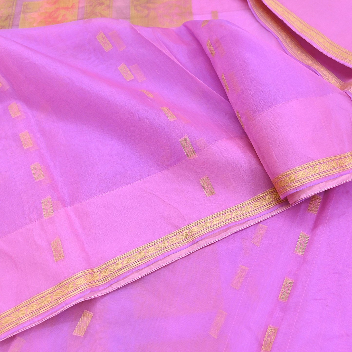 Indian Vintage Sari Purple & Pink Hand Woven 100% Pure Organza Silk Saree Craft Fabric 6Yd Dress Making Crafting Quilting Upcycle Zari