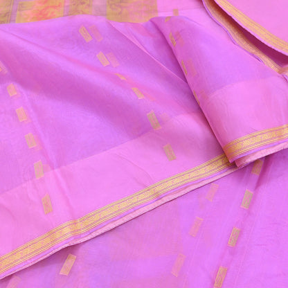 Indian Vintage Sari Purple & Pink Hand Woven 100% Pure Organza Silk Saree Craft Fabric 6Yd Dress Making Crafting Quilting Upcycle Zari