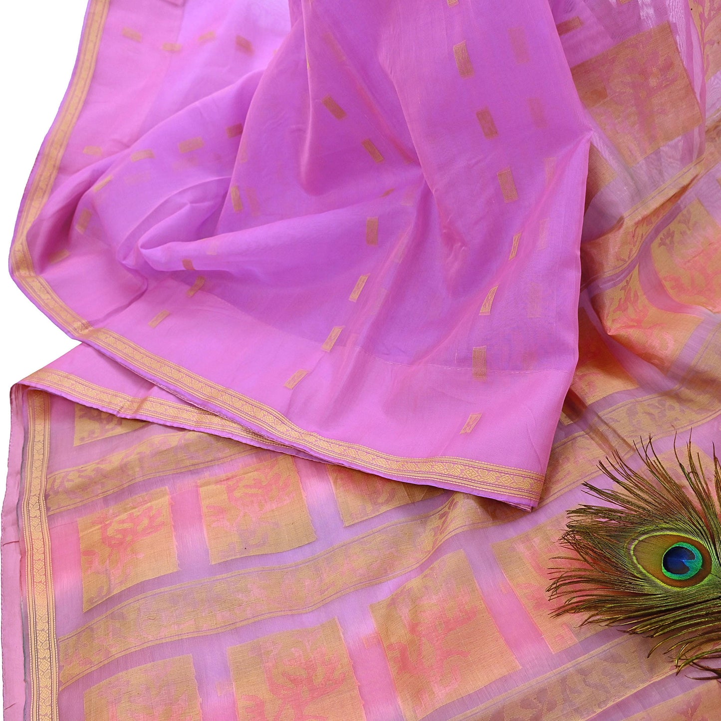 Indian Vintage Sari Purple & Pink Hand Woven 100% Pure Organza Silk Saree Craft Fabric 6Yd Dress Making Crafting Quilting Upcycle Zari