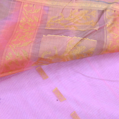 Indian Vintage Sari Purple & Pink Hand Woven 100% Pure Organza Silk Saree Craft Fabric 6Yd Dress Making Crafting Quilting Upcycle Zari
