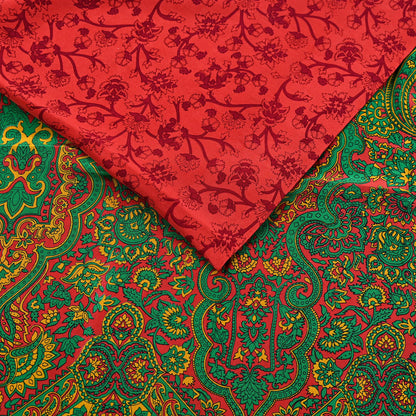 EXCELLENT QUALITY Indian Vintage Orange & Green Saree Pure Crepe Silk Printed Sari 6yd Sewing Floral Soft Craft Fabric Wrap Dress Making