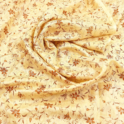 Indian Vintage Sari Ivory Pure Silk Printed Saree 5yd Sewing Paisley Craft Fabric DressMaking Soft Used Upcycled
