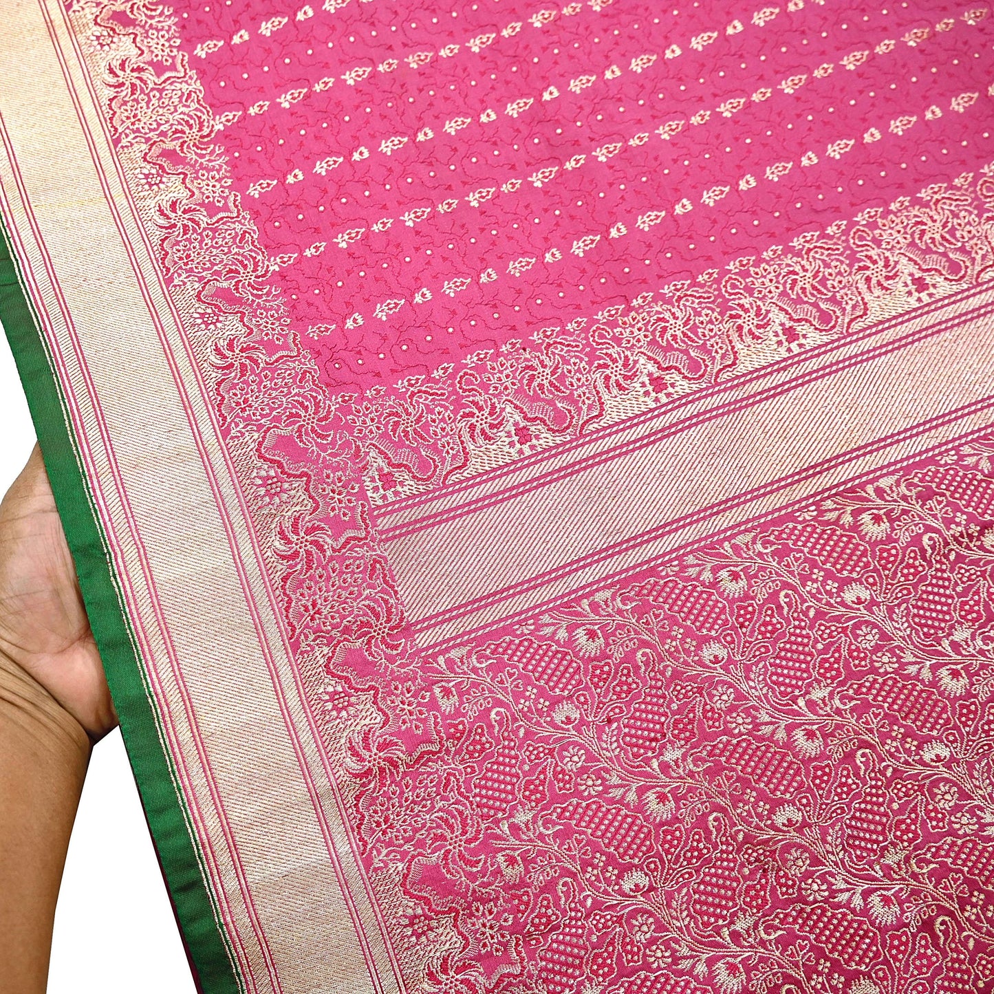Indian Vintage Sari Heavy Wedding Pure Satin Silk Pink saree Banarasi Brocade Saree Golden Zari 5Yard Fabric Ethnic Dressmaking