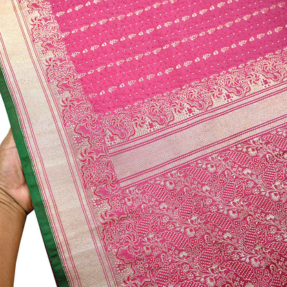 Indian Vintage Sari Heavy Wedding Pure Satin Silk Pink saree Banarasi Brocade Saree Golden Zari 5Yard Fabric Ethnic Dressmaking
