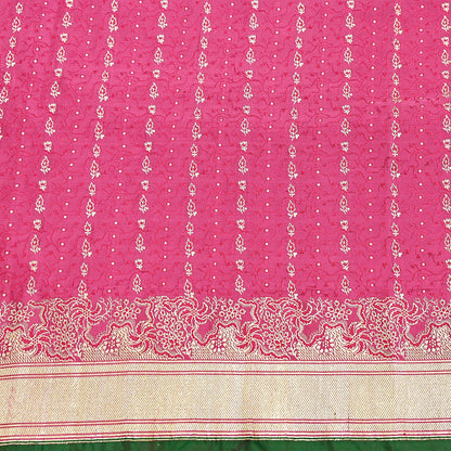 Indian Vintage Sari Heavy Wedding Pure Satin Silk Pink saree Banarasi Brocade Saree Golden Zari 5Yard Fabric Ethnic Dressmaking