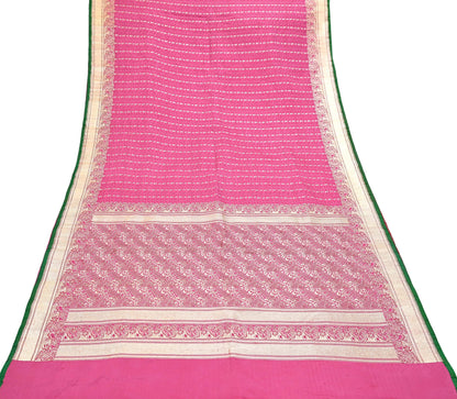 Indian Vintage Sari Heavy Wedding Pure Satin Silk Pink saree Banarasi Brocade Saree Golden Zari 5Yard Fabric Ethnic Dressmaking