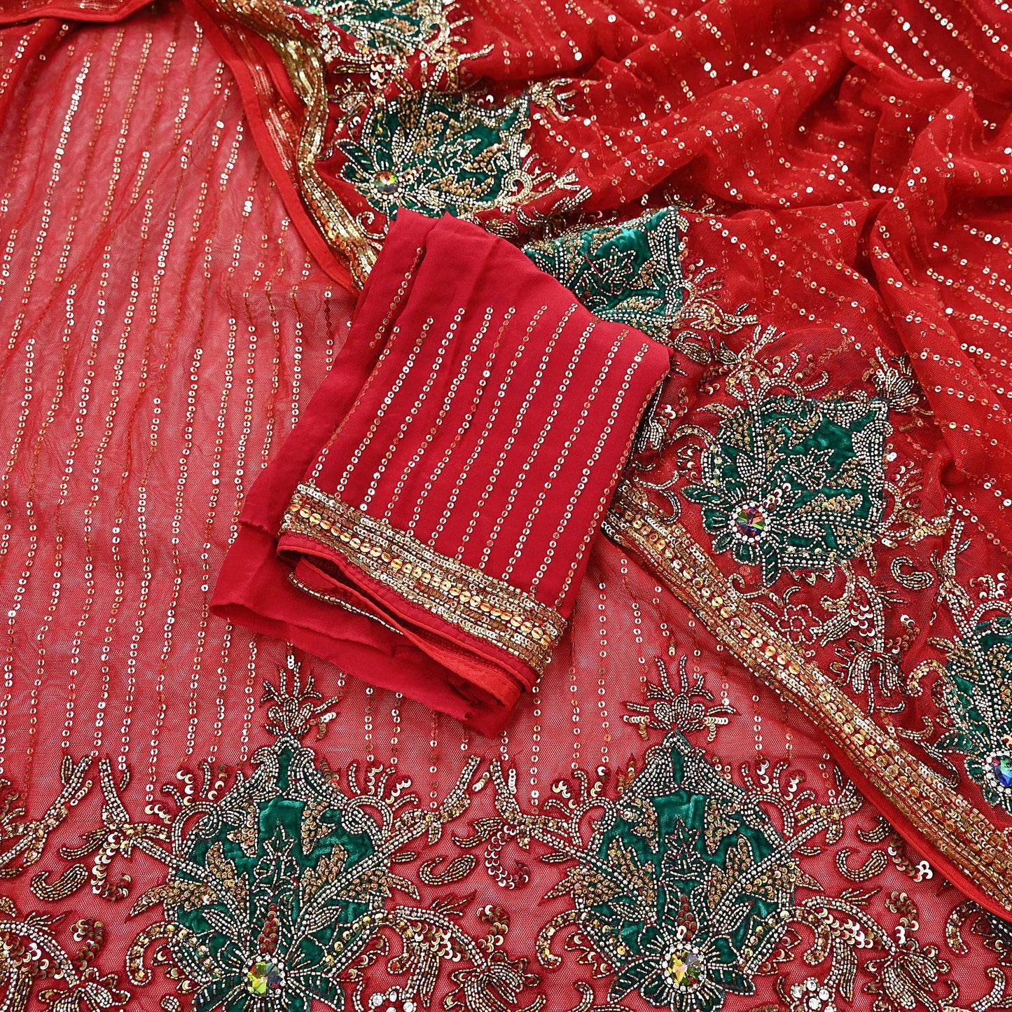 Indian Heavy Sari Dark Orange Net Hand Embroidered Sarees Craft Fabric 6Yd Sewing Soft Zardozi Wedding sarees With Blouse fabric