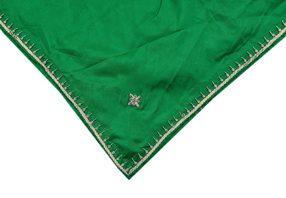 Indian Vintage Dupatta Green Pure Silk Long Stole Hand Embroidered Scarves Floral Design Stole Veil Wrap Zardozi/ dabka