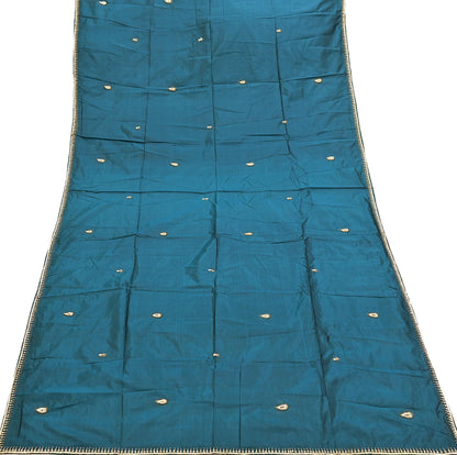 Indian Vintage Dupatta Teal Green Pure Silk Long Stole Hand Embroidered Scarves Floral Design Stole Veil Wrap Zardozi/ dabka