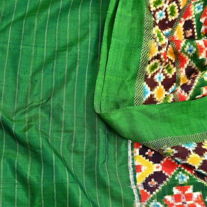 Indian Antique Vintage Green Sari Hand Woven Double Ikat Patan Patola Sarees 100% Pure Silk Craft Fabric 5Yd Dress Making Sewing For wearing