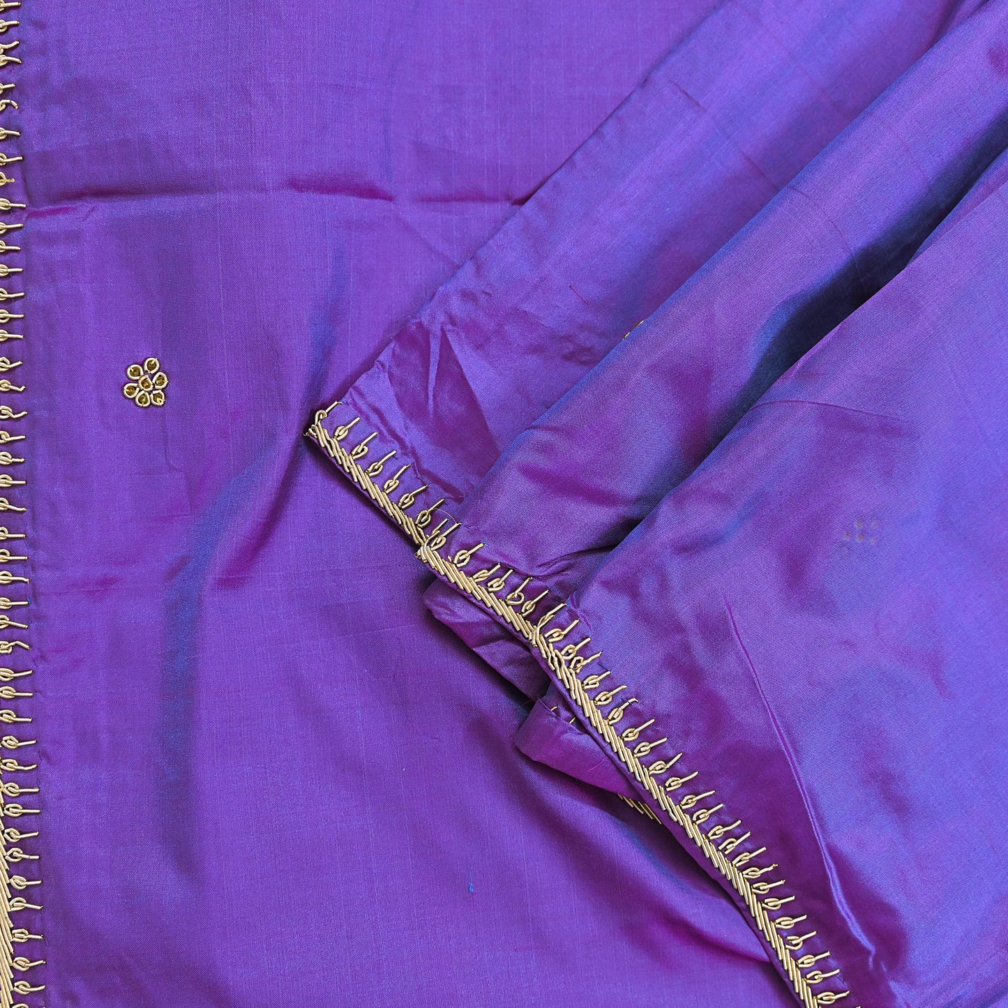 Indian Vintage Dupatta Purple Pure Silk Long Stole Hand Embroidered Scarves Floral Design Stole Veil Wrap Zardozi/ dabka
