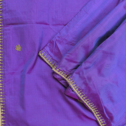 Indian Vintage Dupatta Purple Pure Silk Long Stole Hand Embroidered Scarves Floral Design Stole Veil Wrap Zardozi/ dabka