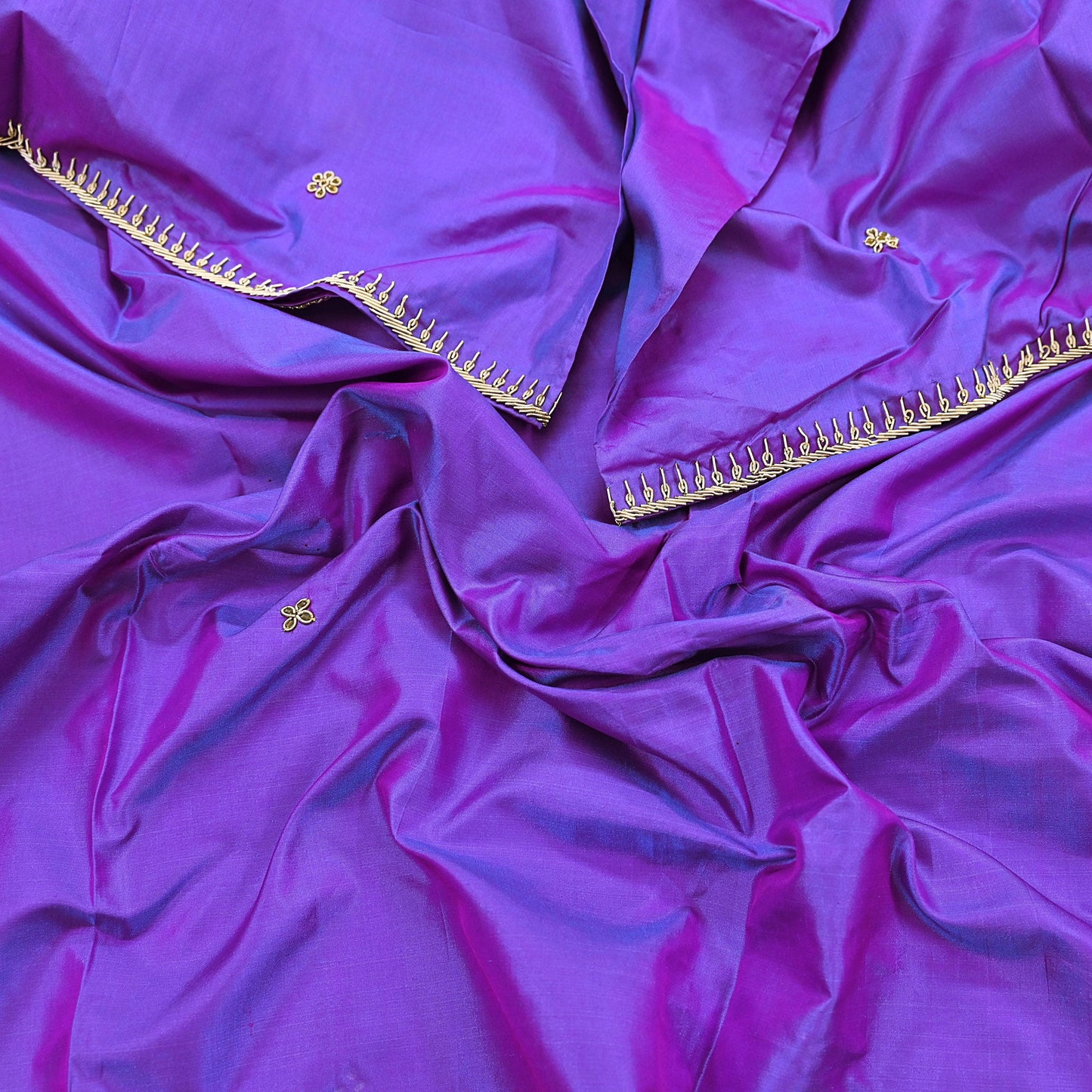 Indian Vintage Dupatta Purple Pure Silk Long Stole Hand Embroidered Scarves Floral Design Stole Veil Wrap Zardozi/ dabka